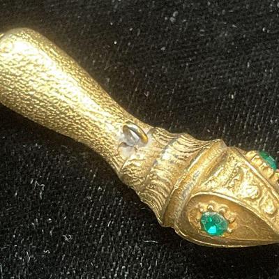Vintage Gold Tone Reptile Head Pendant
