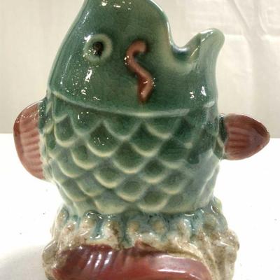 Vntg Ceramic Fish Pen Holder Vase Vessel
