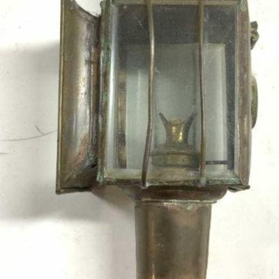 Early 20th Century Gilt Metal Buggy Oil Lamp

