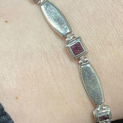 Vintage Sterling Silver Crystal Bracelet, Italy
