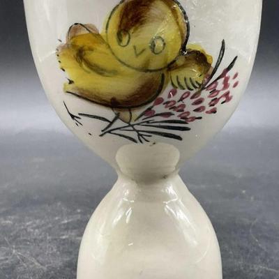 Vintage Hand Painted Chick Motif Ceramic Egg Cup
