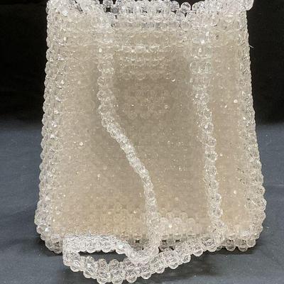 Colorless Clear Crystal Beaded Handbag
