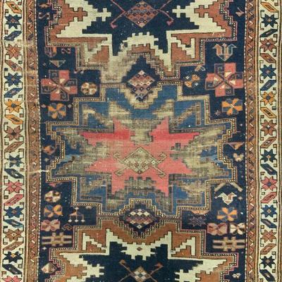 Vintage Handmade Wool Turkish Area Rug
