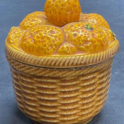 Vintage Ceramic Orange Fruit Basket Jam Jar
