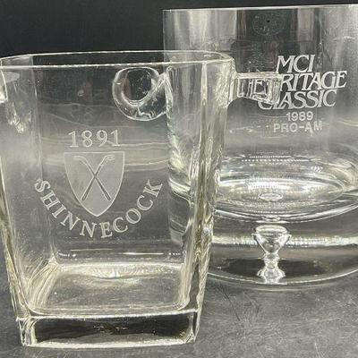 Lot 2 Vintage Engraved Glass Ice Buckets, Toscany+

