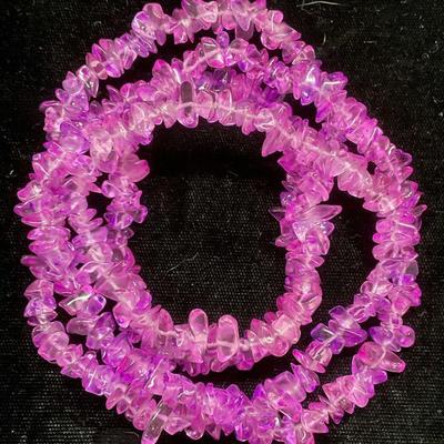 Purple Faux Stone Lucite Chip Bead Necklace
