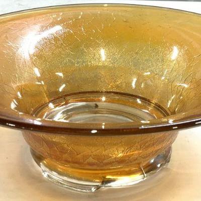 Vintage Carnival Glass Bowl Vessel Orange
