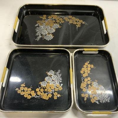 Set 3 Lacquered Style Serving Trays
