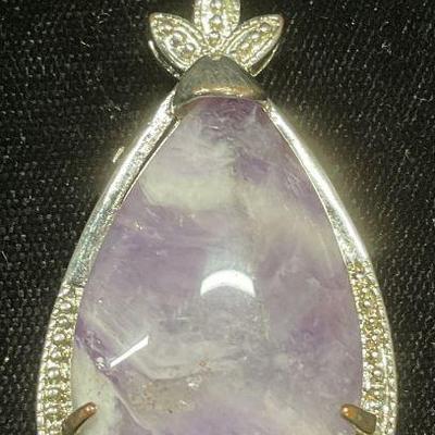 Silver Tone Faux Amethyst Pendant
