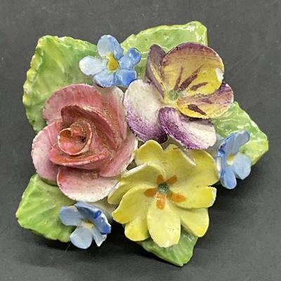 ARTONE ENGLAND Signed Bone China Floral Brooch
