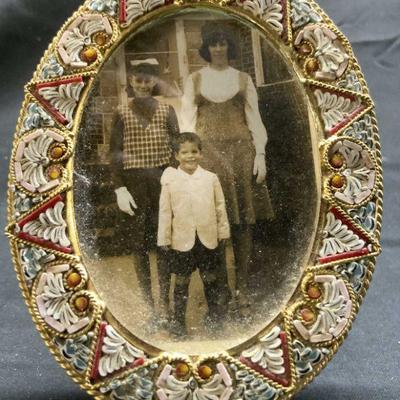 Standing Oval Enameled Picture Frame
