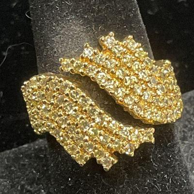 Gold Plated Crystal Cocktail Ring

