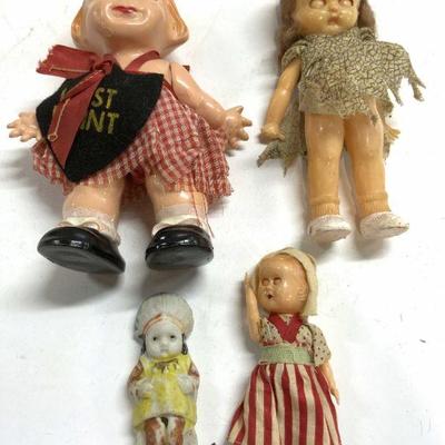 Lot 4 Vintage Assorted Plastic & Porcelain Dolls
