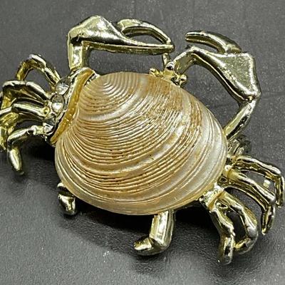 Vintage Seashell Crab Form Figural Brooch

