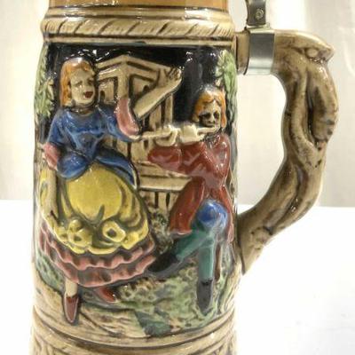 Vtg Ceramic German Beer Stein Music Box W Lid
