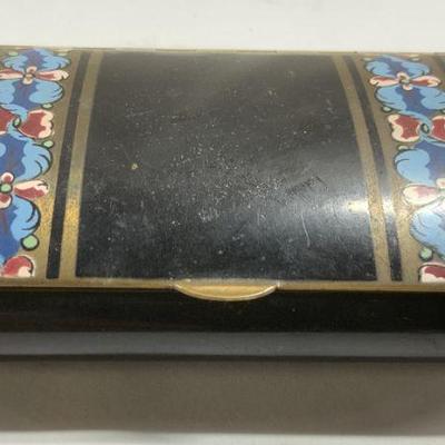 Vintage Asian Enamel Makeup Mirror Box
