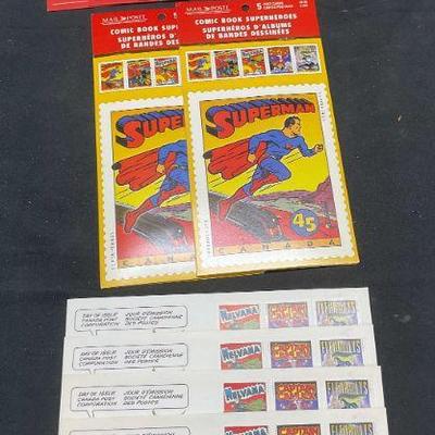 Group Super Hero Stamps, Postcards, First Issues
