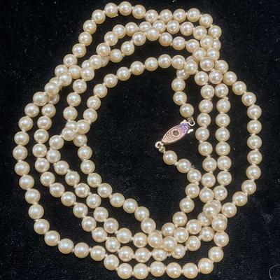 Vintage Faux Pearl Beaded Necklace, 23 In
