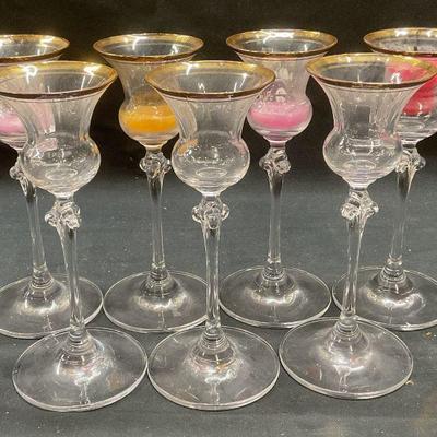 Set 7 Gilt Glass Candle Holders
