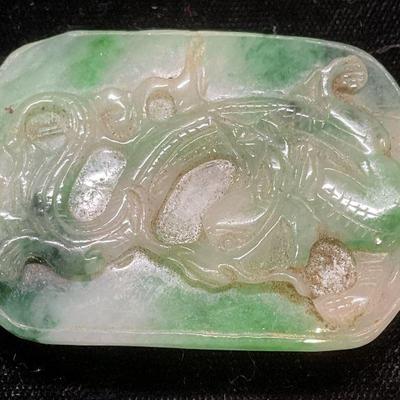 Vintage Asian Carved Jade Dragon Pendant
