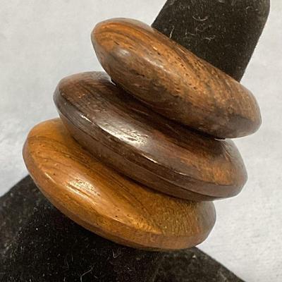 Lot 3 Carved Wood Rings
