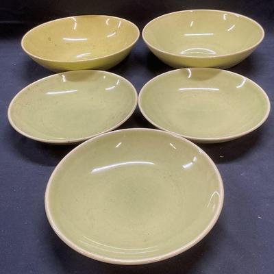 Set 5 MCM Universal Ballerina Green Ceramic Bowls
