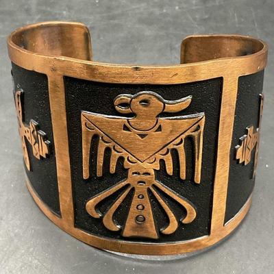Vintage Solid Copper Thunderbird Motif Cuff
