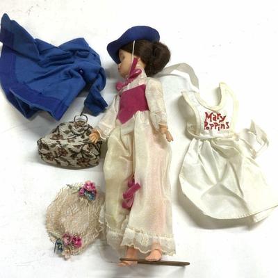 Vintage Mary Poppins Doll W Stand & Accessories
