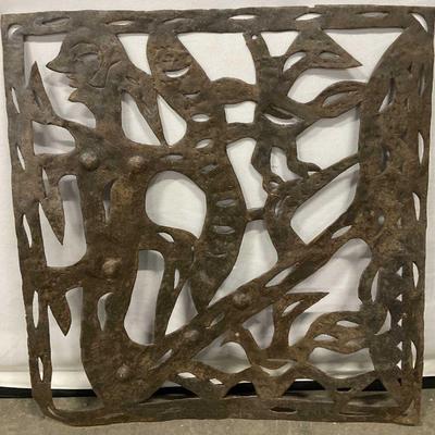 Vintage Cut Metal Figural & Birds Wall Panel
