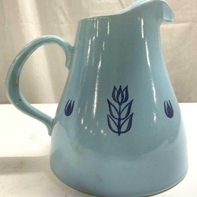 Ceramic Pitcher W Floral Detail USA

