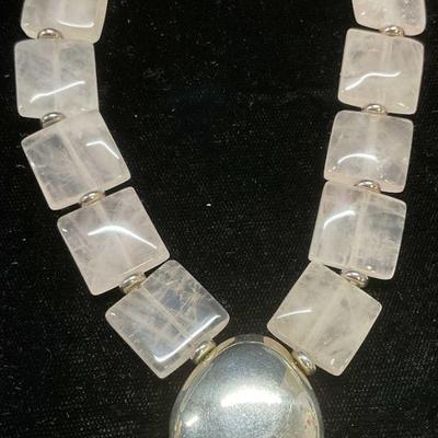 Rose Quartz & Sterling Silver Beaded Necklace
