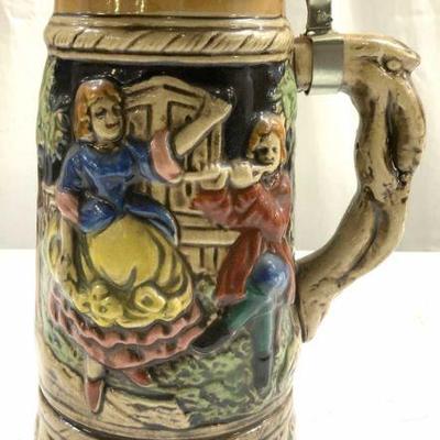 Vtg Ceramic German Beer Stein Music Box W Lid
