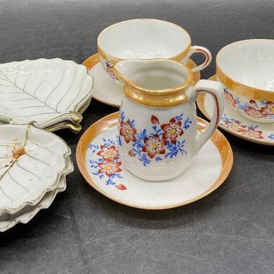 Lot 10 Porcelain Tableware, Teacups, Dishes +
