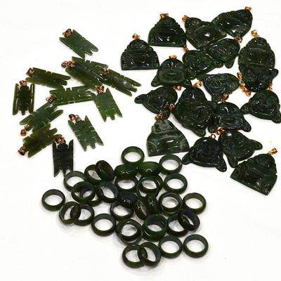 Lot of Jade Pendants & Rings
