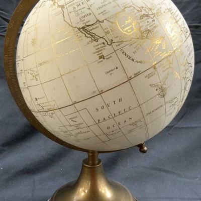 White & Gold Toned Tabletop Globe
