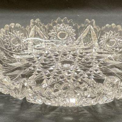 Vintage Hand Cut Crystal Platter with Handles
