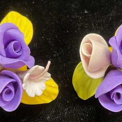 Handmade Purple Pink Flower Earrings
