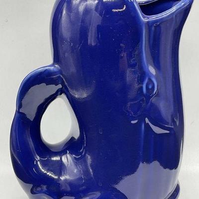 NANTUCKET Cobalt Blue Ceramic Whale Pitcher
