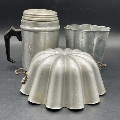 Lot3 Vintage Silver Tn Metal Kitchenware Tableware
