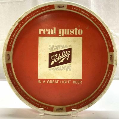 SCHLITZ Vintage Circular Metal Serving Tray
