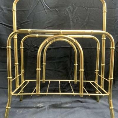Hollywood Regency Brss Faux Bamboo Magazine Holder
