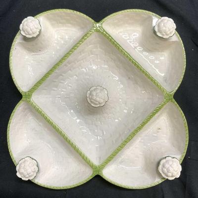 Vintage Ceramic Divided Hors Doeuvres Dish
