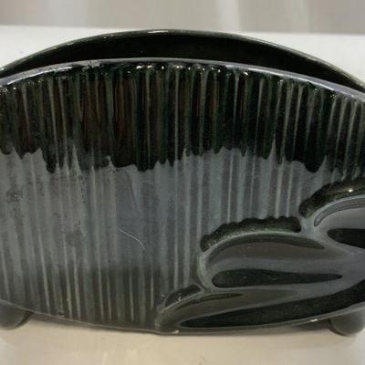 Vintage Oval Form Footed Ceramic Vase
