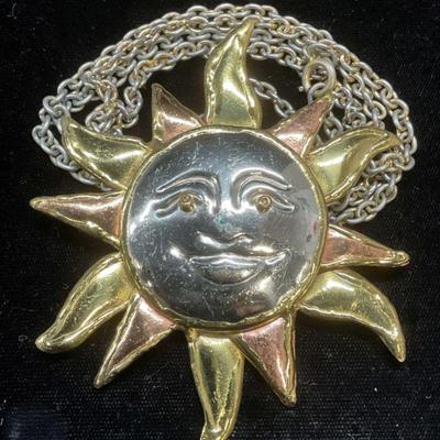 XL Sun Pendant Necklace, 3.75 Inches Wide
