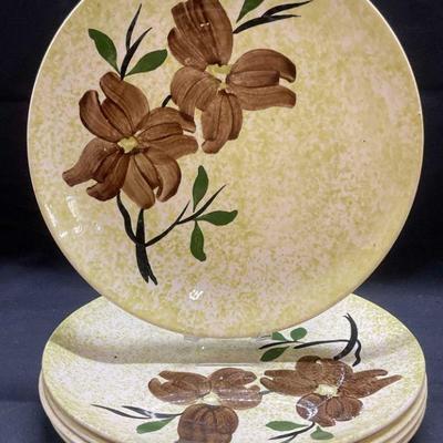 Set 5 Blue Ridge Pottery Ceramic Flower Plates
