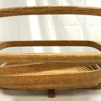 WOODEN WAYS Vntg Oak Collapsible Bread Basket
