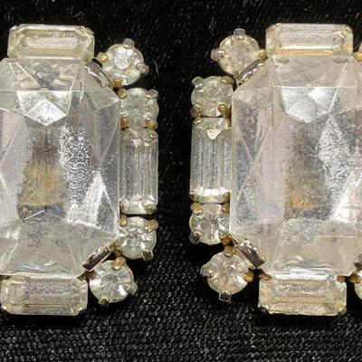 Vintage Silver Tone Crystal Earrings
