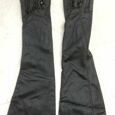 Pair Long Black Polyester Gloves
