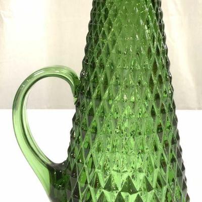 Vtg Empoli Green Mid Century Gls Pitcher ITALY
