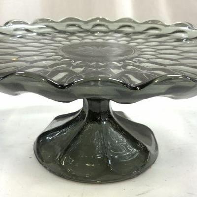 Grey Glass Pedestaled Cake Stand
